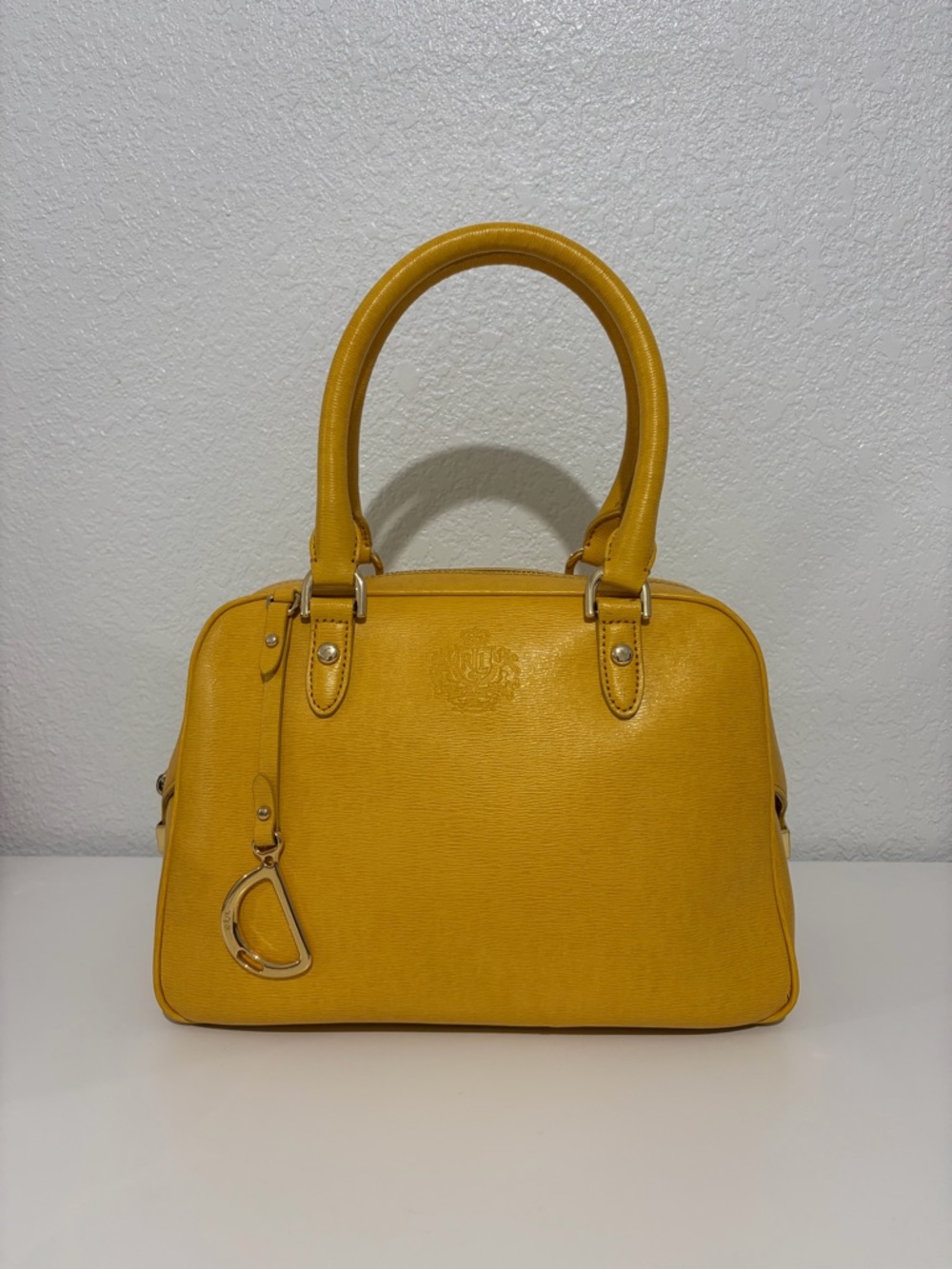 Ralph Lauren Mustard Yellow Leather Dome Satchel